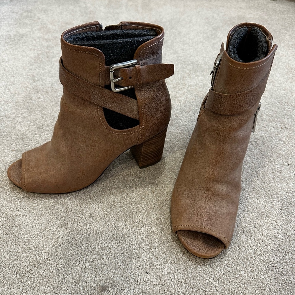 Donald J. Piliner Brown Peep-Toe Ankle Boots